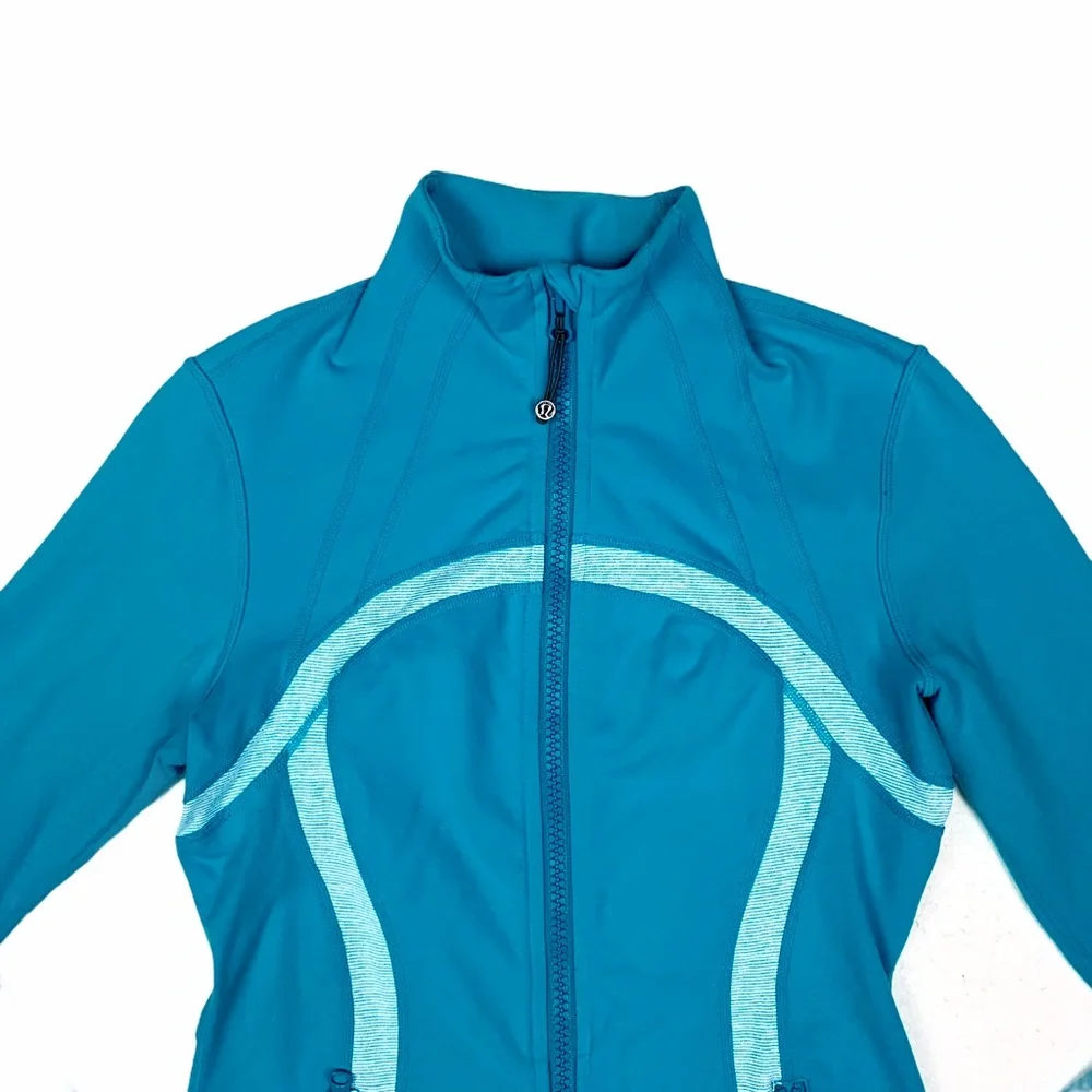 lululemon athletica Teal Zip-Up Jacket with Light Blue Trim - Picture 2 of 6